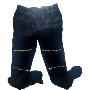 Vntg Y2k Women's Punk Pants Skinny Distressed Stretch  Black Small Twiin Sisters